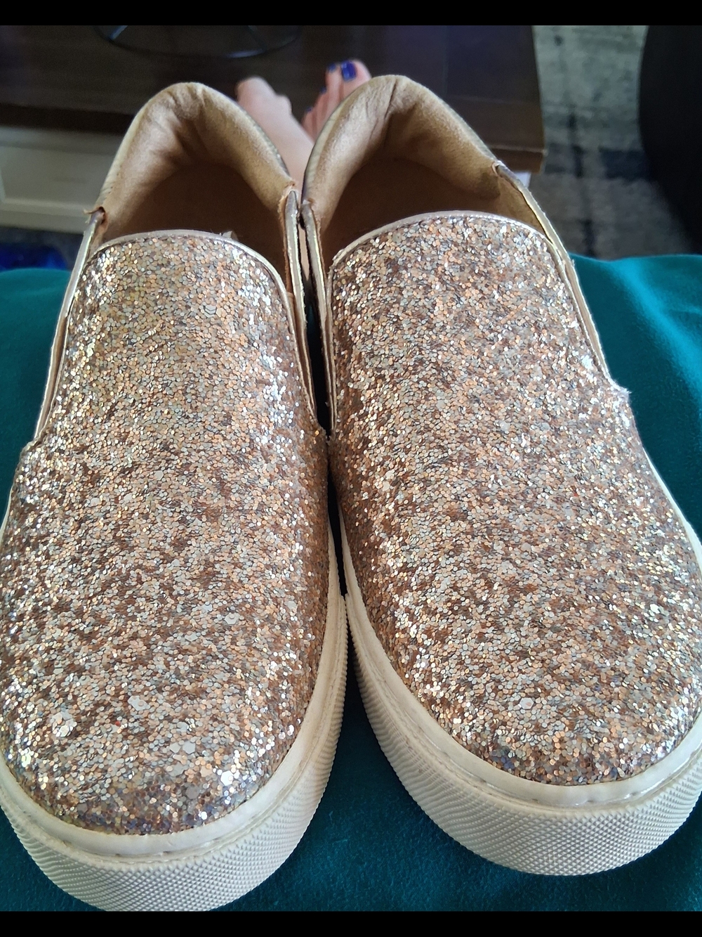 The Children's Place Rose Gold Glitter Slip-On Sneakers